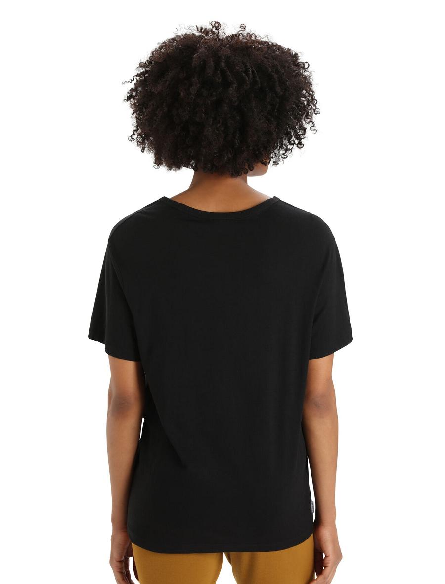 Black Women's Icebreaker Merino Granary Short Sleeve T Shirts | USA 1583LISH